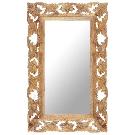 vidaXL - Spiegel - handgesneden - 80x50 - cm - massief - mangohout - bruin