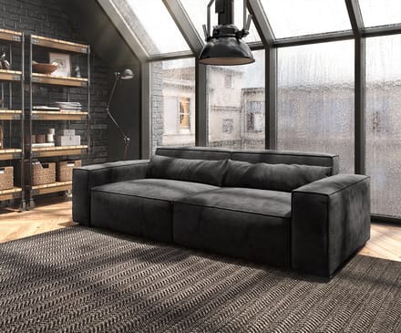 Big-Sofa Sirpio 230x95 cm microvezel zwart