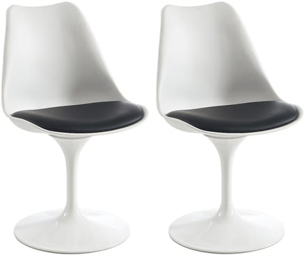 Vente-unique Set van 2 draaibare stoelen van polypropyleen, kunstleer en staal - Wit en zwart - XAFY