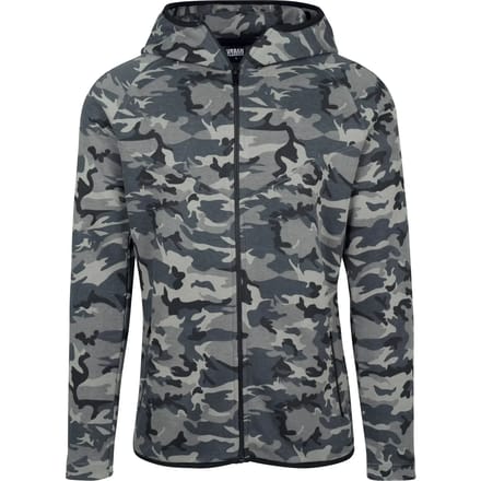 Urban Classics - Interlock Camo Vest met capuchon - Camouflage - M - Zwart/Zwart