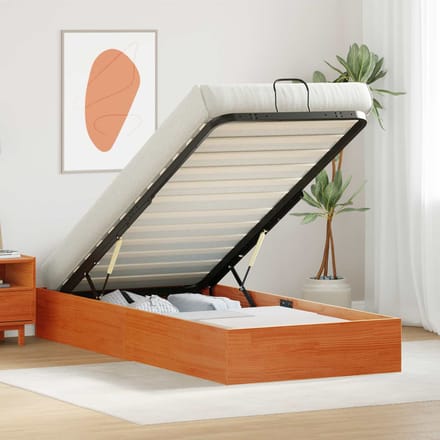 vidaXL - Ottoman - bedframe - met - opbergruimte - Waskleur - Bruin - 90 - x - 190 - cm