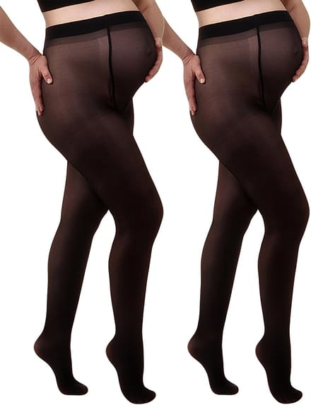 Mamsy - 2-Pack Half-Sheer Zwangerschapspanty 40den - Zwart - S