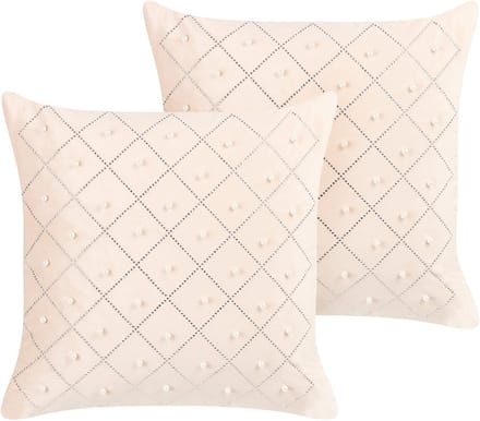 YARROW - Sierkussen set van 2 - Beige - 45 x 45 cm - Fluweel