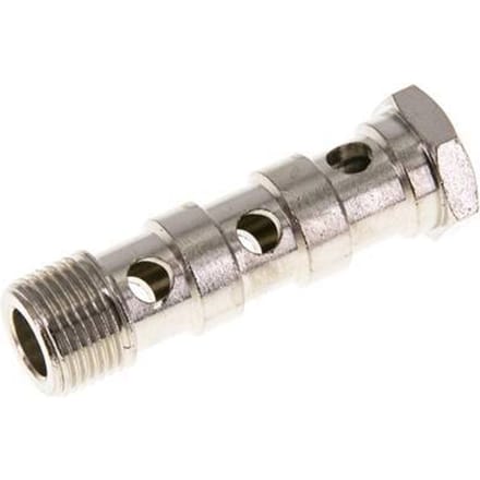 Banjobout 3-weg Vernikkeld Messing G3/8'' Buitendraad 57mm