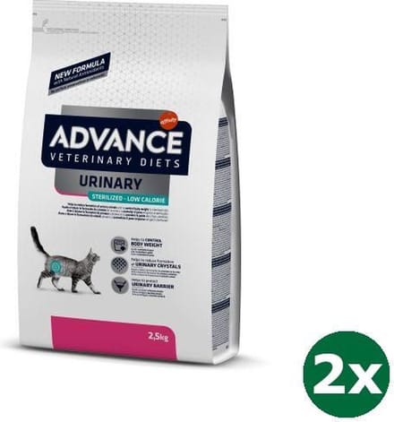 Advance veterinary cat urinary sterilized low calory kattenvoer 2x 2,5 kg