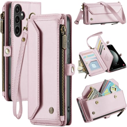 Caseme Samsung S23 FE Clutch Wallet met Koord Roze