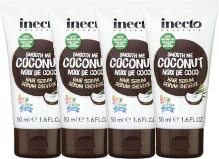 Inecto – Coconut Hair Serum – 4 pak – Hydraterend – Kokosolie – Droog haar