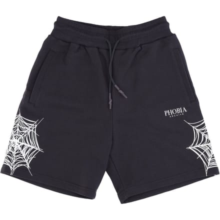 Heren trainingsshorts met spinnenwebprint zwart/wit