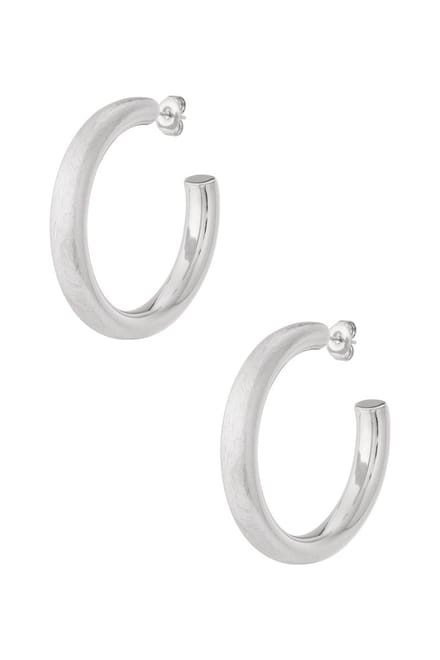 Bijoutheek Oorknoppen Open Hoop Mat Geborsteld Zilver