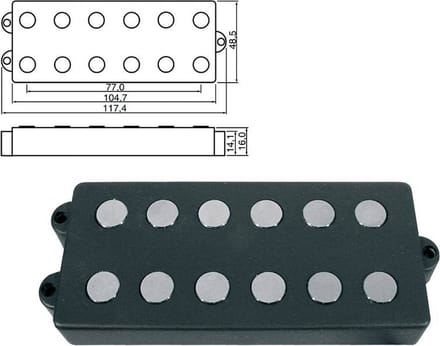 Boston PU-966-BK MM-model Pickup - Zwart Keramisch 6-snarig