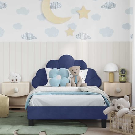 vidaXL - Kinderen - bedframe - met - hoofdboard - Politieblauw - 80 - x - 200 - cm