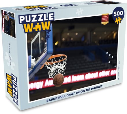 Puzzel Basketbal gaat door de basket - Legpuzzel - Puzzel 500 stukjes