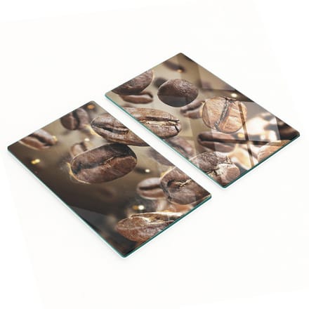 Glazen serveerplanken met koffieboonmotief, 2x30x52 cm