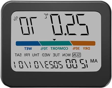 Binnenthermometer Hygrometer - Weerstation Binnen - Milieu Bewaken - Groot Kleurendisplay - 93x73mm - Grijs