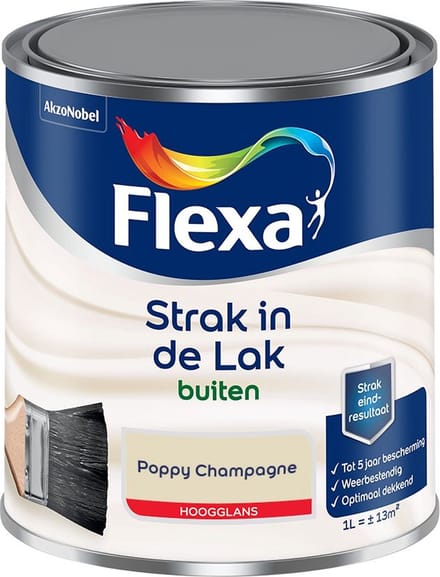 Flexa - Strak In De Lak Buitenlak Hoogglans - Poppy Champagne - Mengverf - 1 L