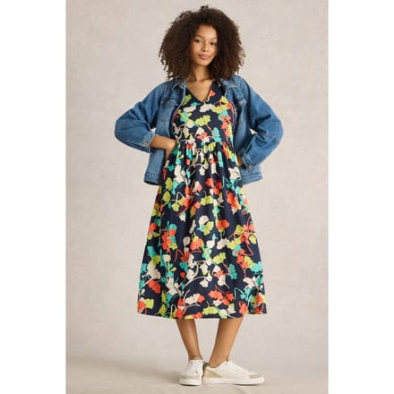 White Stuff Leah Jersey Dress Navy Multi Größe: 6 REGULAR | Midikleider Outlet | Damen | Blau