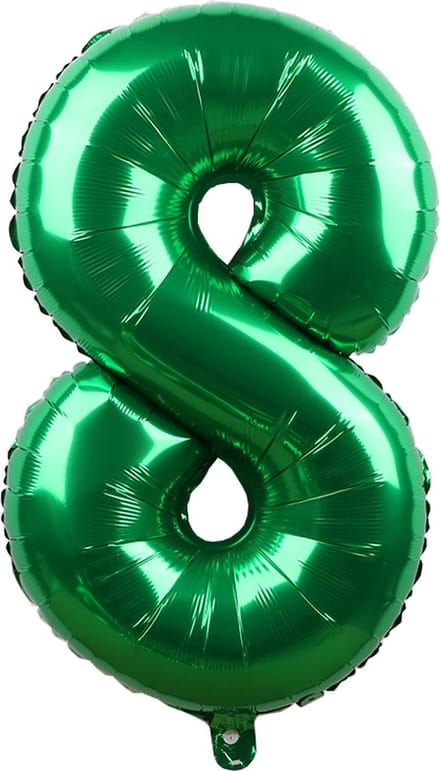 Folieballon / Cijferballon Groen XL - getal 8 - 82cm
