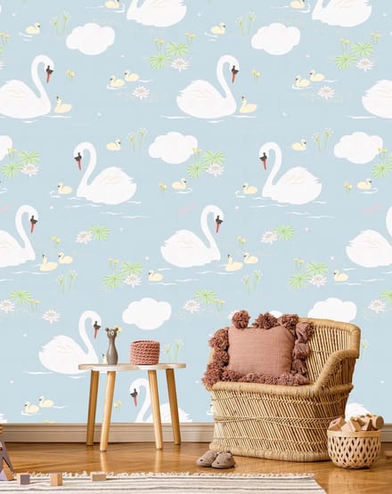 INGK - Kate & Andy - Behang - Swans Blue