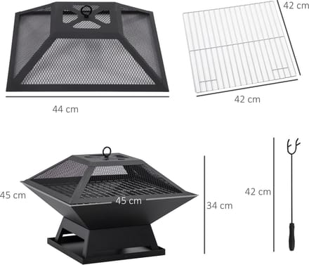 Tuinhaard - Zwart - Staal - Barbecue - Verwarming