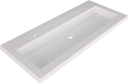 Saqu Straight Wastafel 2 kraangaten 120,5x51,5x4 cm Mat Wit