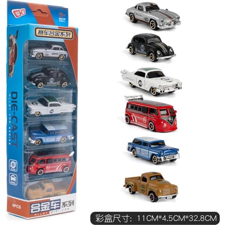 1:64 Racing Stijl Mini Diecast Auto Set 6 Stuks Die-Cast Metaal Jongens Speelgoed Schuifmodel