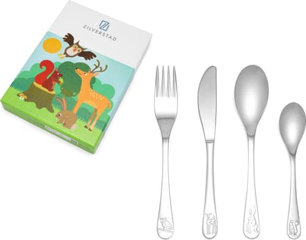 Zilverstad - Kinderbestek 4-delig Bosdieren RVS 18/10