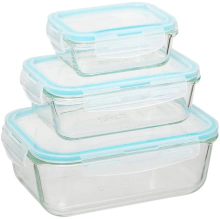5Five Vershoudbakjes met deksel - glas - set 3x stuks - 330/800/1730 ml - luchtdicht - met clips