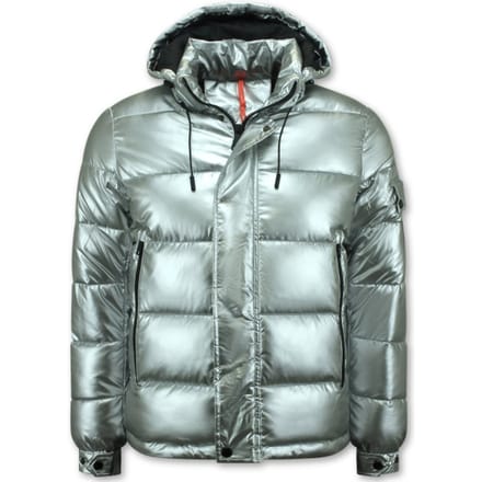 Zilveren Puffer Jackets Heren met Capuchon