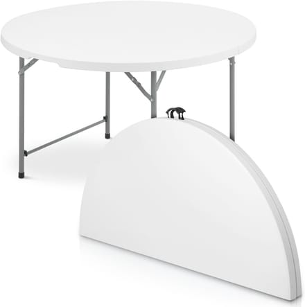 ADSafety Inklapbare Tafel Rond - Campingtafel - Klaptafel - Vouwtafel Buiten - Tuintafel - Ø 122 x H 74 CM - Wit