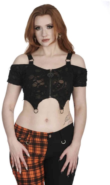 Banned - Ashe Crop top - 2XL - Zwart