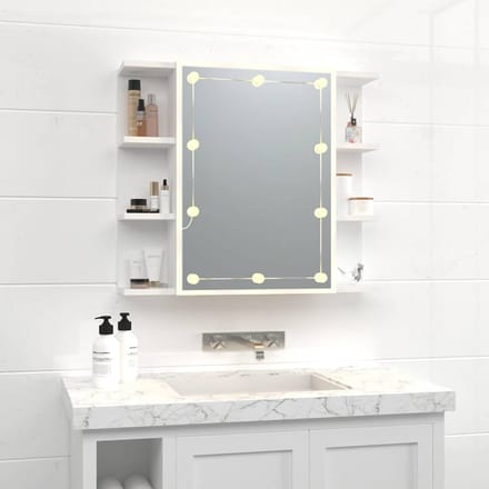 vidaXL - Spiegelkast - met - LED-verlichting - 70x16,5x60 - cm - wit