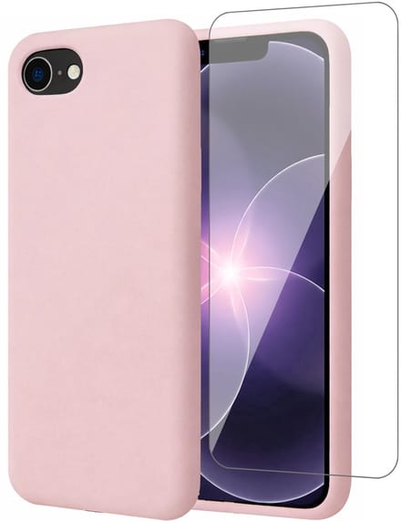 Hoesje geschikt voor iPhone 17e - Screenprotector Glas - Mat Back Case Roze