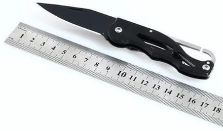 16CM outdoor survival mes - zwart / zwart