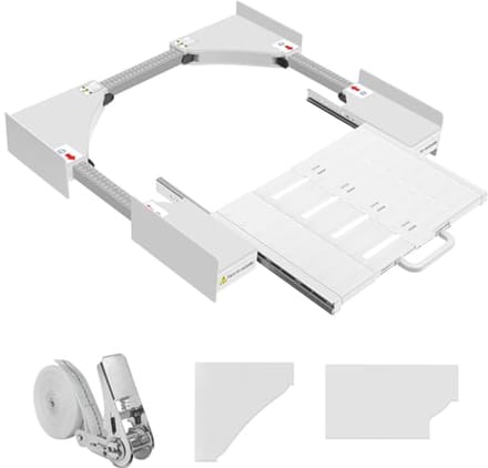 Overlayset voor wasmachine en droger, verstelbare stapelset met tussenframe en plank