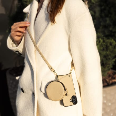 Selencia Mini Pouch - Sleutelhanger Telefoontasje - Beige