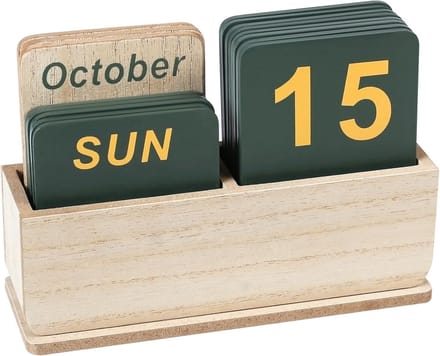 Houten Eeuwigdurende Kalender Bureaublok - Herbruikbare Datum & Weekplanner