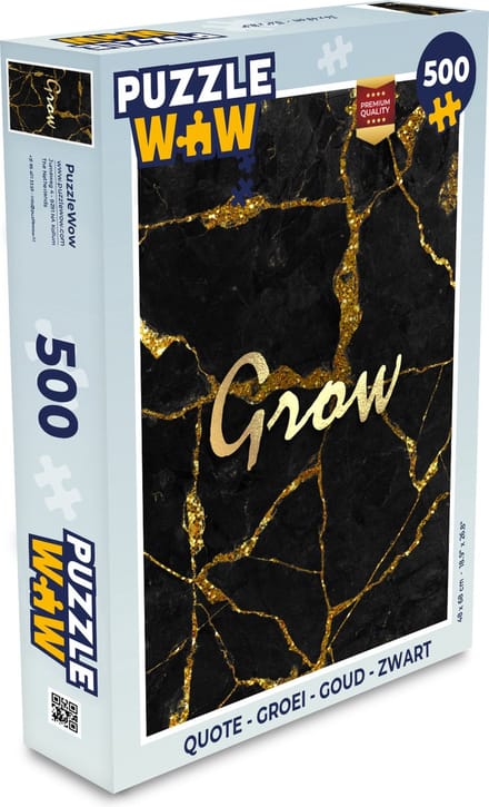 Puzzel Quote - Groei - Goud - Zwart - Legpuzzel - Puzzel 500 stukjes