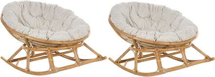 ORVIETO - Schommelstoel set van 2 - Lichtbeige - Rotan