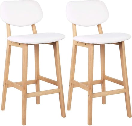 Barkruk - Set van 2 - Met rugleuning - Hout - Zithoogte 65cm