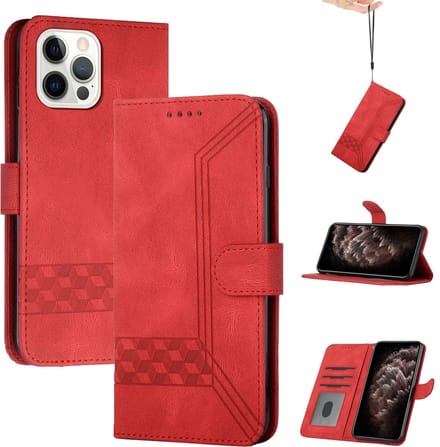 Apple iPhone 13 Pro Bookcase | PU Lederen Telefoonhoesje | Pasjeshouder | Rood
