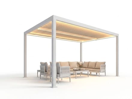 PURPLE LEAF - Pergola met lamellendak - Aluminium - Met LED-verlichting - 0-90° Verstelbaar