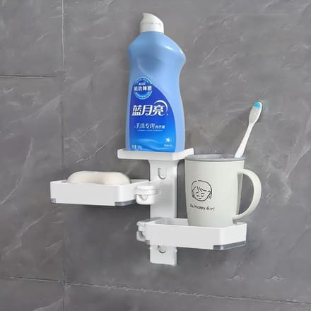 Gatvrije Multifunctionele Wandgemonteerde Draaibare Zeepdoos Badkamer Toilet Zeeprek Zeepdoos gray