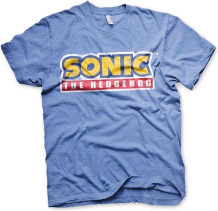 Sonic The Hedgehog Heren Tshirt -S- Cracked Logo Blauw/Grijs