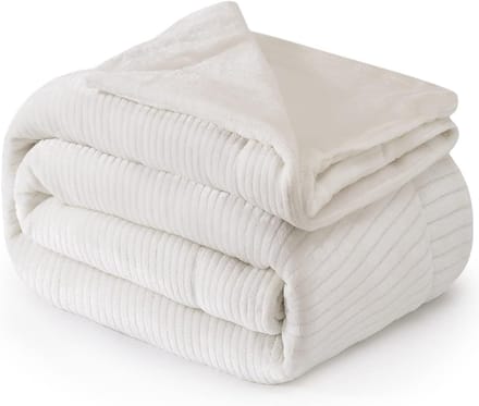 Luxe Fleece deken - Plaid 150x200cm - Triple Layer - Dubbelzijdig Effen Wit
