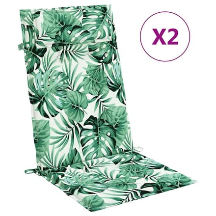 vidaXL - Stoelkussens - 2 - st - hoge - rug - bladpatroon - oxford - stof