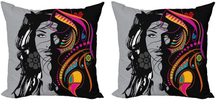 ABAKUHAUS Jeugdkussenhoes set - 2x60x60 cm - dubbelzijdig bedrukt - microvezel