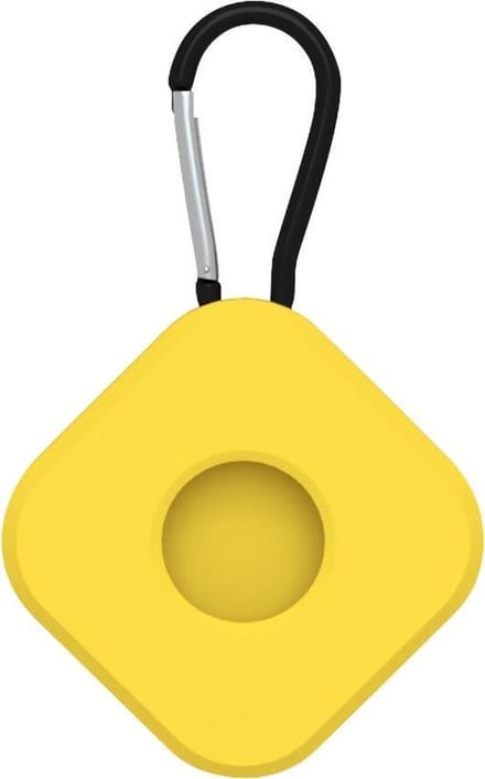 By Qubix - AirTag case square series - siliconen sleutelhanger met ring - geel
