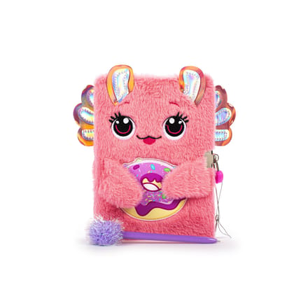Dream Pop dagboek axolotl fluffy met slot en pompompen roze.