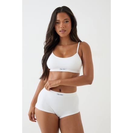 Dames Dsgn Studio Naadloze Bralette Met Ronde Hals En Short Lingerieset | Wit | Maat: Large