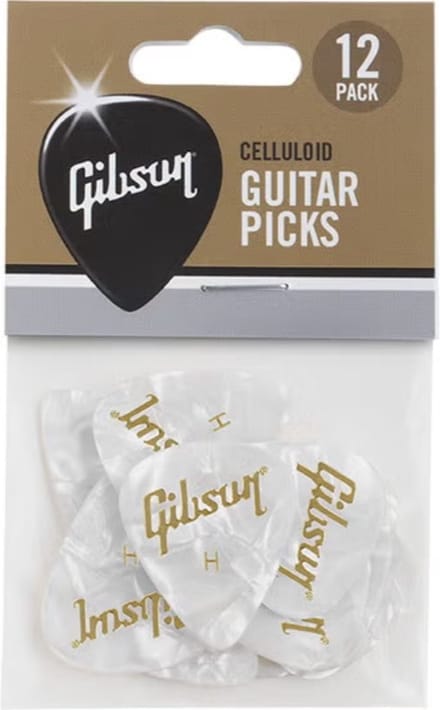 Gibson - Pearloid White - Plectrum - Heavy - 12-pack
